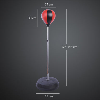 Set Punching Ball da Terra per Adolescenti con Guantoni e Pompa, Altezza Regolabile da 126-144 cm