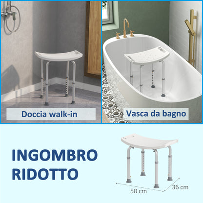 Sgabello Sedile Sedia per Doccia Bagno, Antiscivolo, Altezza Regolabile