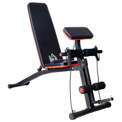 Panca Multifunzione Regolabile per Addominali, Panca Pesi Palestra per Allenamento Braccia e Gambe 54x160x106cm, Nero e Rosso