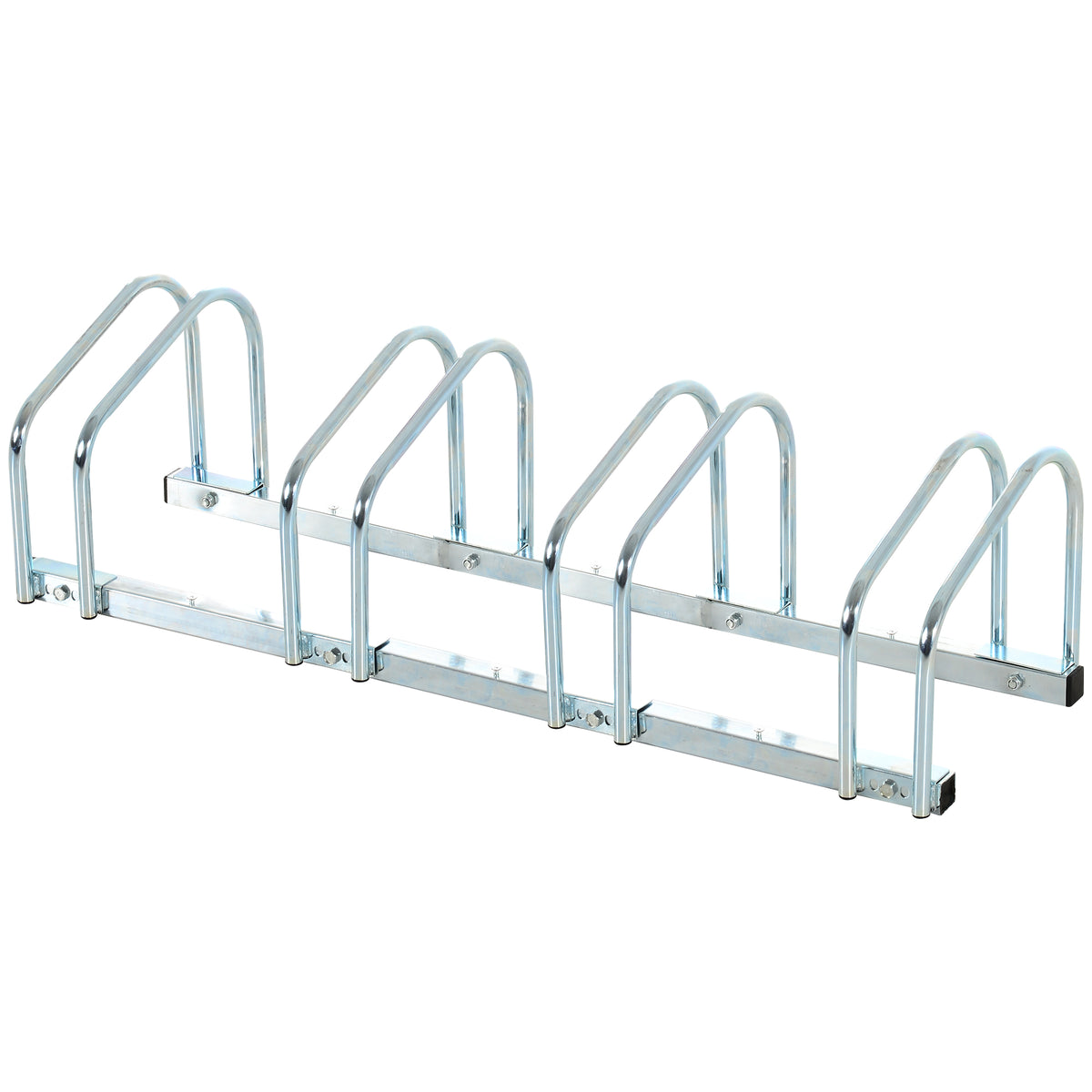 Rastrelliera Portabiciclette Parcheggio per 4 Biciclette in Acciaio, 110x33x27 cm, Argento
