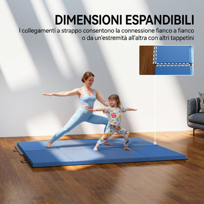 Tappetino da Ginnastica Pieghevole, Materassino Fitness Spesso 5 cm e Antiscivolo, 180x80x5 cm, Azzurro