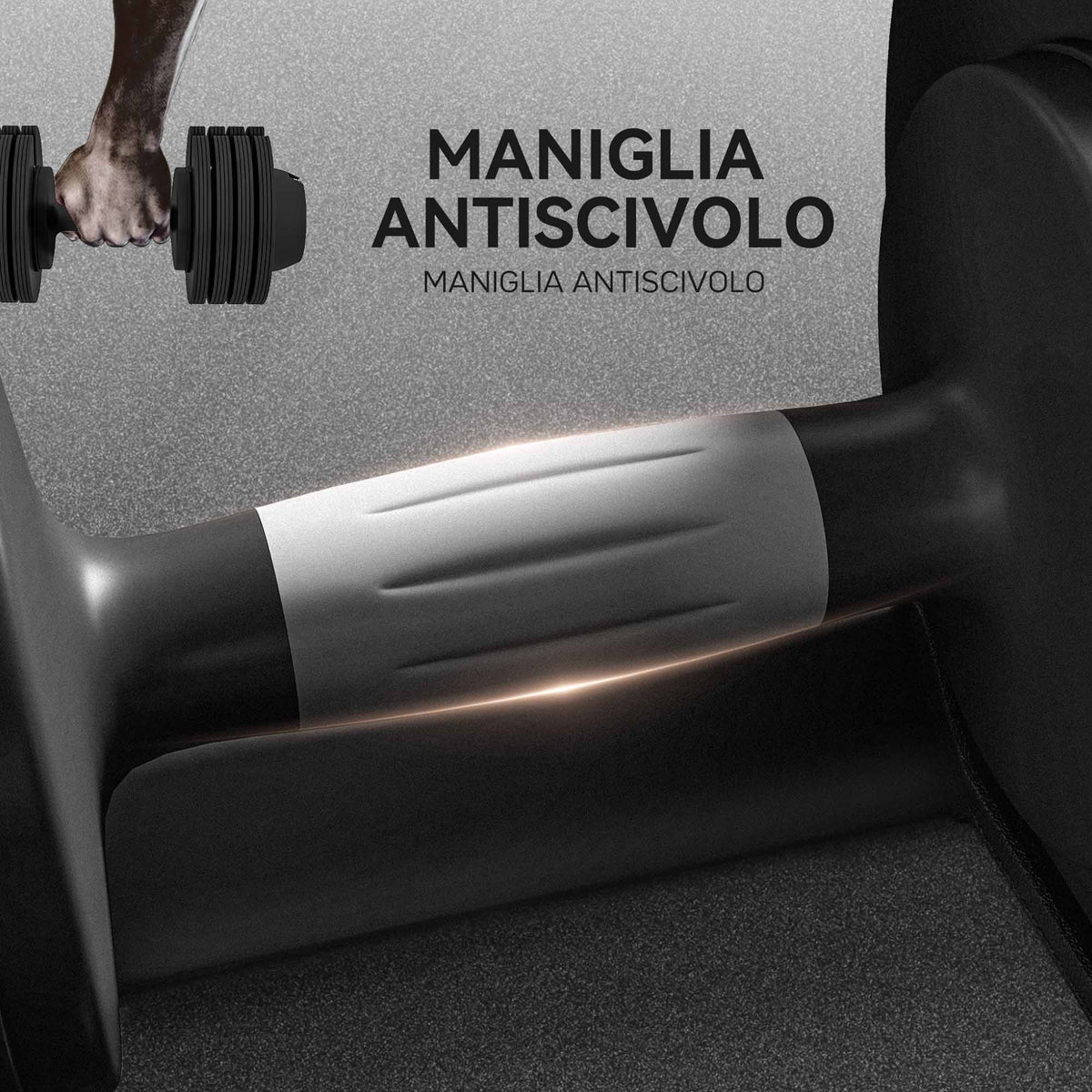 Kit Pesi Regolabili 7/13/18/24 kg con Porta Manubri e Impugnatura Antiscivolo, 37x18x18 cm, Nero