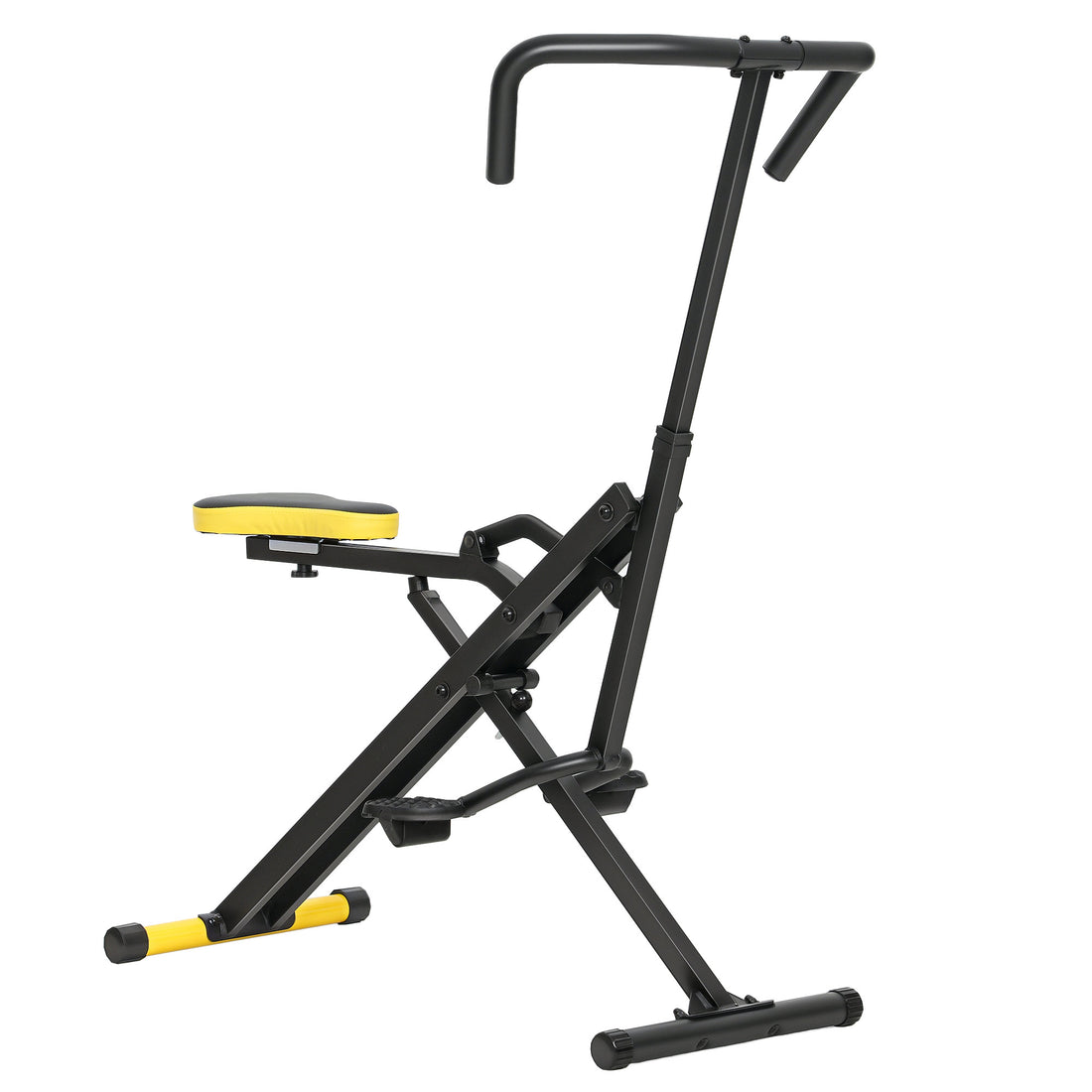 Macchina Total Crunch Pieghevole con Seduta Regolabile, in Metallo e Plastica, 57x105x115 cm, Giallo