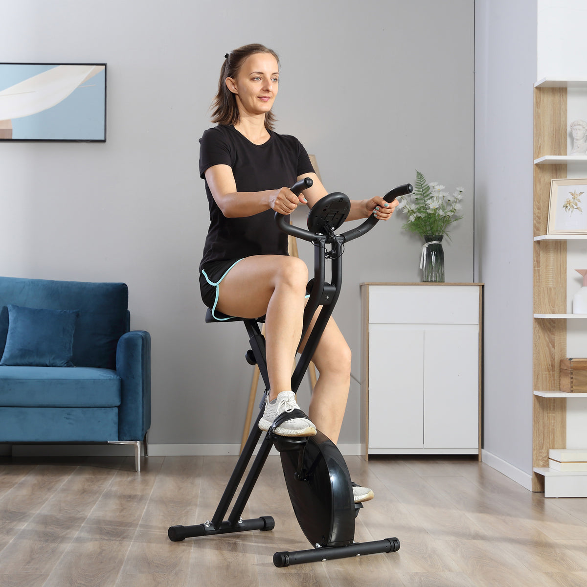 Cyclette Professionale con Resistenza e Altezza Regolabile, in Acciaio e PP, 41x86x112 cm, Nera