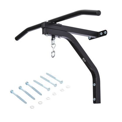 Staffa di supporto per sacco da boxe con barra per trazioni, 93x47x51cm, Nero