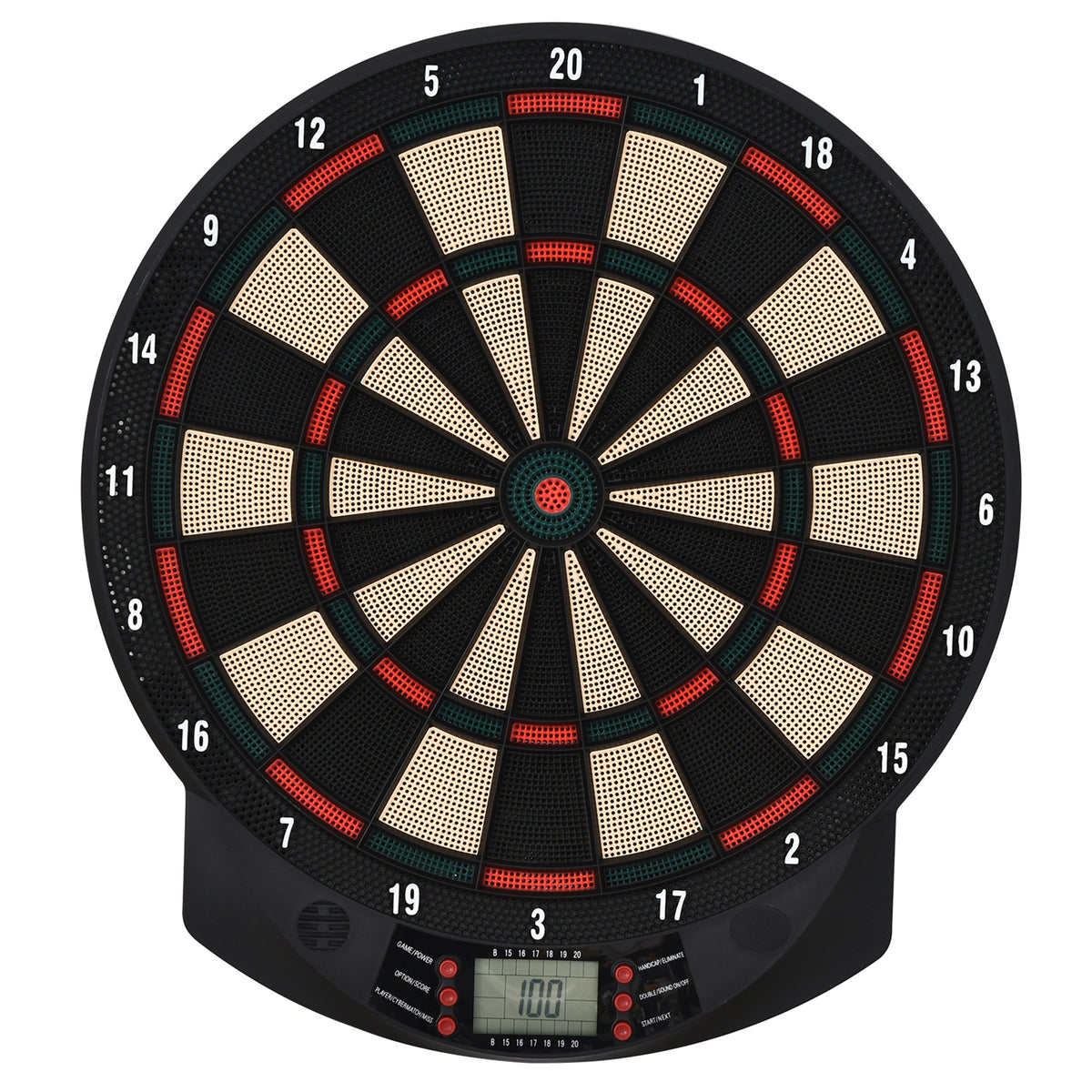 Bersaglio a freccette elettronico in PP con 6 Freccette e Tabellone segna Punti, 44x39.5x 2.2cm, Nero