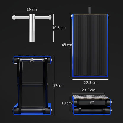 Cavalletto Alzamoto Pieghevole e Antiscivolo in Acciaio e Gomma, 48x22.5x10-37 cm, Blu e Nero