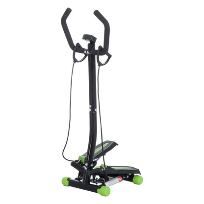 Stepper Professionale con Manubrio e Corde in Acciaio per Allenamento a Casa, 40 x 40 x 118cm, Nero