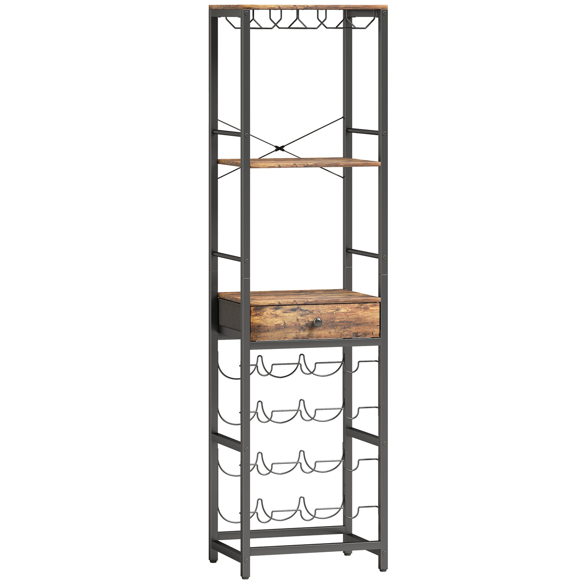 Mobile Bar, Mobile da Bar con Cassetto, Portabicchieri, Marrone Rustico