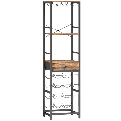 Mobile Bar, Mobile da Bar con Cassetto, Portabicchieri, Marrone Rustico