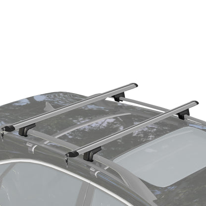 Barre Portatutto per Auto da 75 kg con Blocco e Chiavi di Sicurezza, in Alluminio e ABS, 135.3x5.7x7 cm, Argento