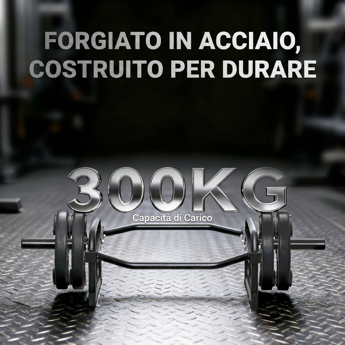 Barra Olimpica Esagonale 5cm con Capacità 300kg, Design Facile da Caricare per Panca, Stacchi, Scrollate, Squat e Trasporti del Contadino