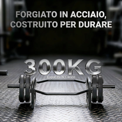 Barra Olimpica Esagonale 5cm con Capacità 300kg, Design Facile da Caricare per Panca, Stacchi, Scrollate, Squat e Trasporti del Contadino