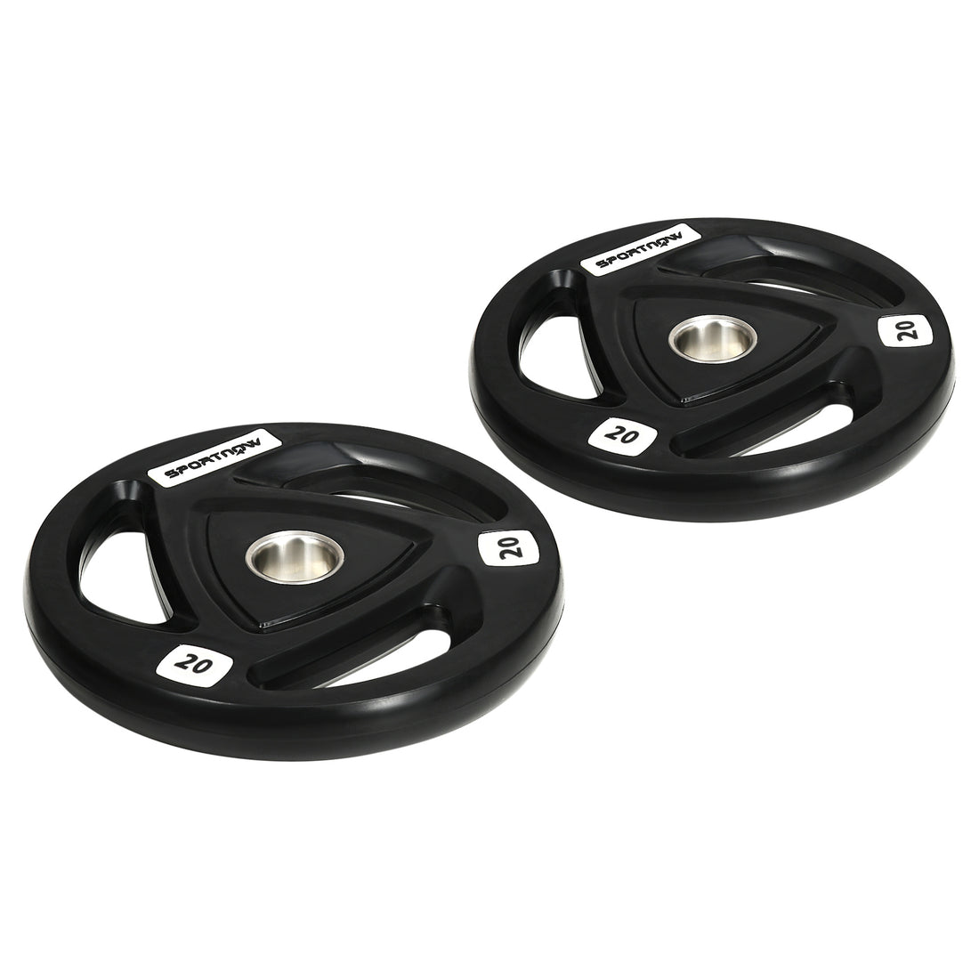 Set di 2 Dischi Pesi da 20kg in Acciaio con Rivestimento in Gomma per Bilanciere