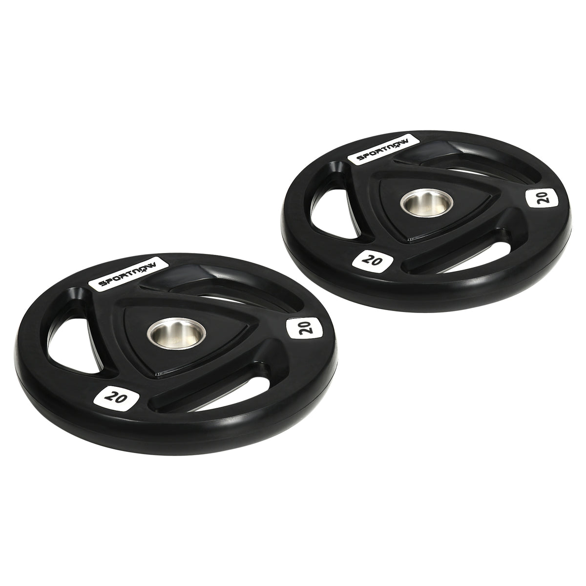 Set di 2 Dischi Pesi da 20kg in Acciaio con Rivestimento in Gomma per Bilanciere