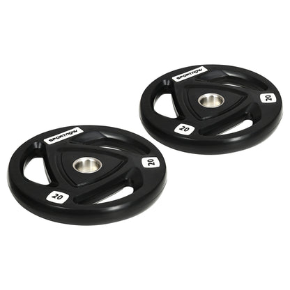 Set di 2 Dischi Pesi da 20kg in Acciaio con Rivestimento in Gomma per Bilanciere