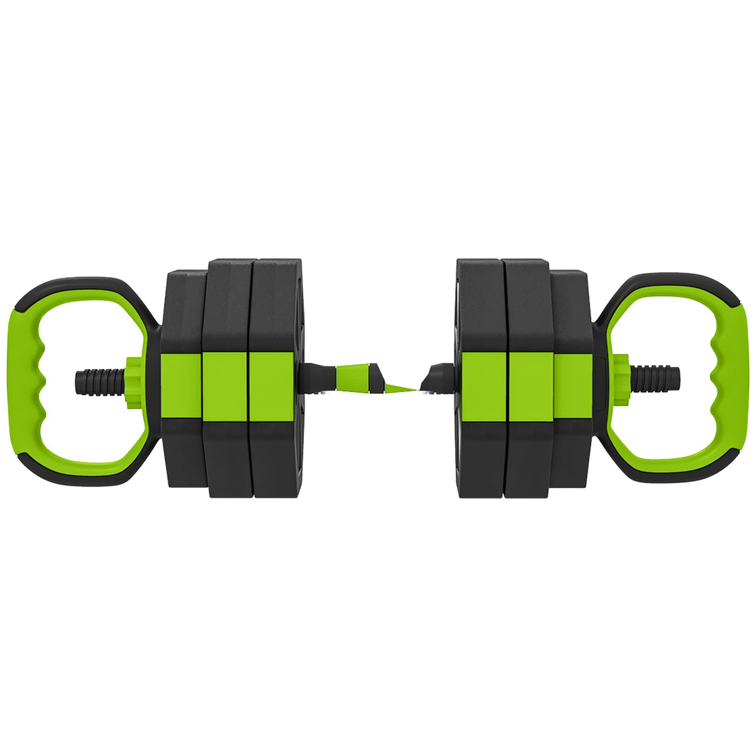 Set Pesi Palestra 6 in 1 Multifunzione da 25kg Totali in Plastica e Sabbia, 125x18x18 cm, Verde