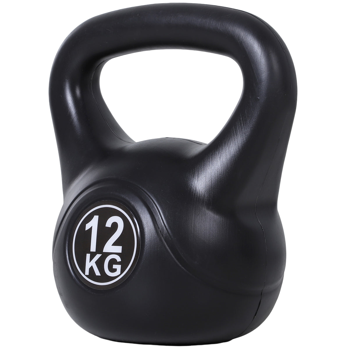 Kettlebell 12kg per Sport e Fitness con Base Piatta e Impugnatura, Kettlebell Pesi per Allenamento Home Gym Casa e Palestra, 27x21x31 cm, Nero