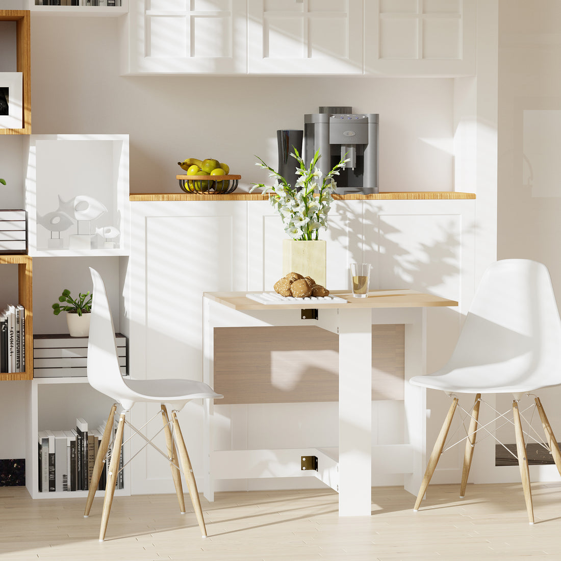 Tavolo da Pranzo Allungabile, Tavolo Pieghevole in Legno 1037673.5cm Rovere Bianco