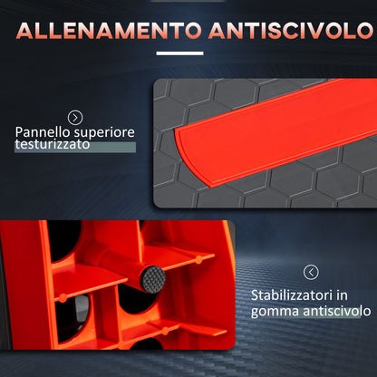 Step Fitness per Aerobica Regolabile su 3 Altezze 10-15-20 cm in Plastica, Nero e Rosso