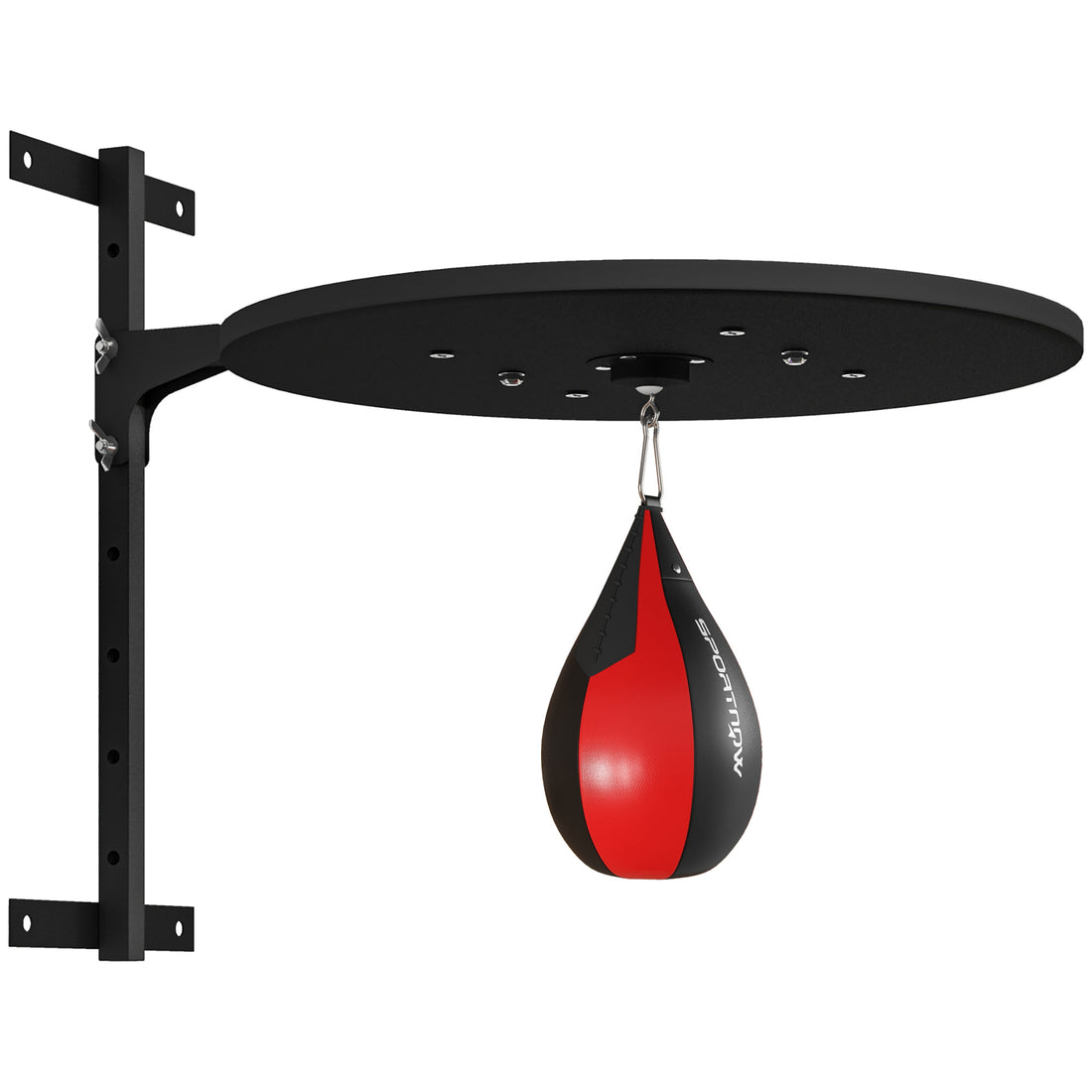 Punching Ball a Muro con Speed Bag Girevole a 360 e Regolabile su 7 Altezze, Nero e Rosso