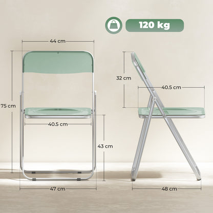 Set da 4 Sedie Pieghevoli in Acrilico Trasparenti, Verde