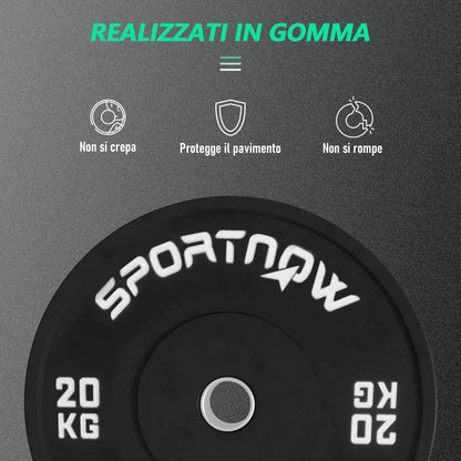 Set di 2 Dischi Palestra da 20kg per Bilanciere e Manubri con Attacco 5cm, Nero