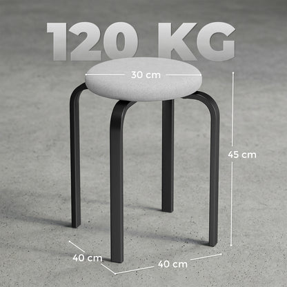 Set di 4 Sgabelli Impilabili Moderni con Cuscino Tondi, Grigio