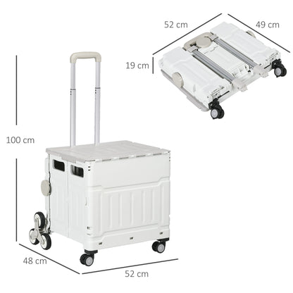 Carrello Spesa Pieghevole, Carrello in Alluminio, Ruote per Scale, Bianco