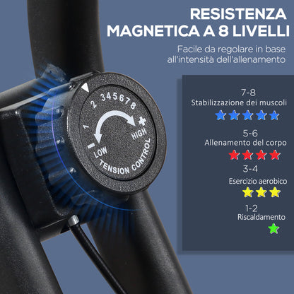 Cyclette Professionale con Resistenza e Altezza Regolabile, in Acciaio e PP, 41x86x112 cm, Nera