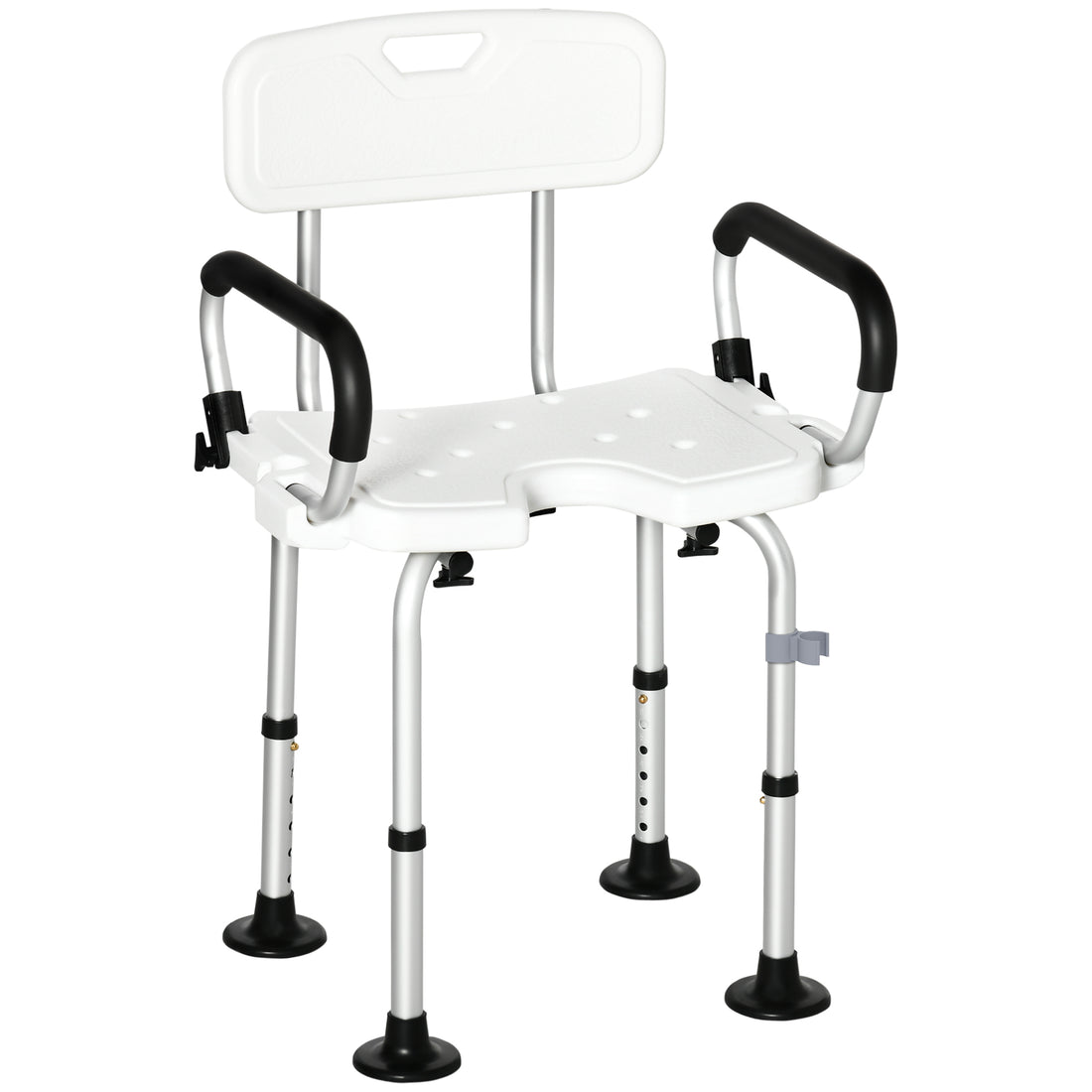 Sedia per doccia per Anziani, Disabili e Donne Incinte Imbottita con forma a U, 54x52x70-82cm, Bianco