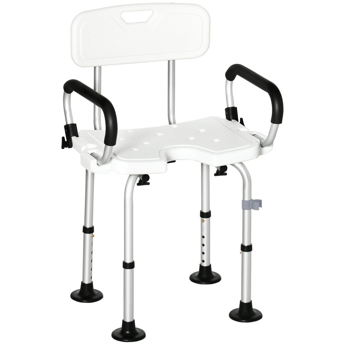 Sedia per doccia per Anziani, Disabili e Donne Incinte Imbottita con forma a U, 54x52x70-82cm, Bianco