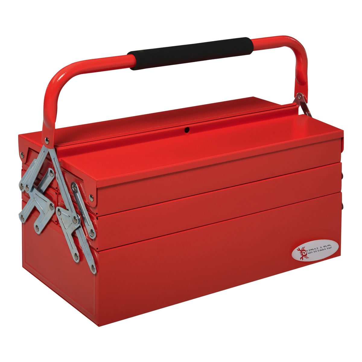 Cassetta Porta Attrezzi in Metallo Pieghevole con 5 Vassoi, 3 Ripiani, Rosso