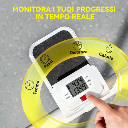 Stepper Vertical Climber Pieghevole con Impugnatura Regolabile, Pedali Antiscivolo e Monitor LCD, Bianco