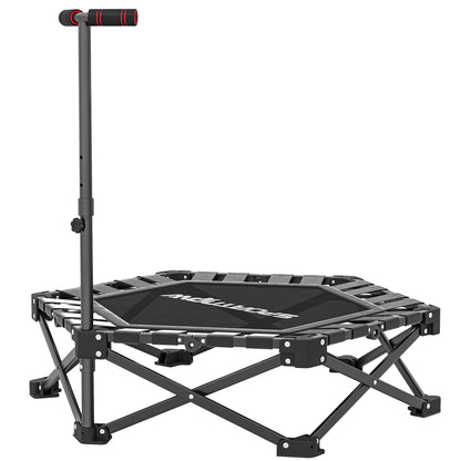Trampolino Elastico per Adulti 104cm Richiudibile, con Sistema di Apertura Chiusura in un solo Gesto, Maniglia Regolabile e 24 Molle Bungee, Nero