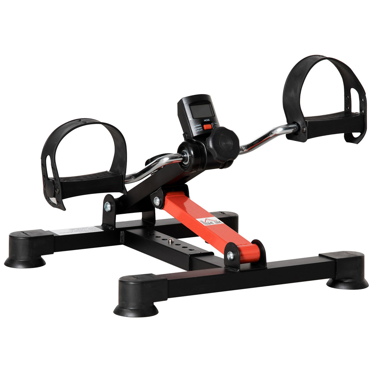 Mini Cyclette per Riabilitazione con Altezza e Resistenza Regolabile e Display LCD, in Acciaio e ABS, Nera e Rossa