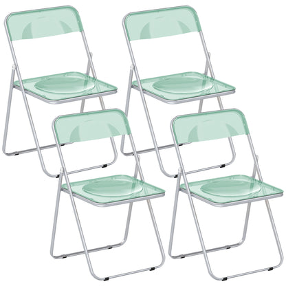 Set da 4 Sedie Pieghevoli in Acrilico Trasparenti, Verde