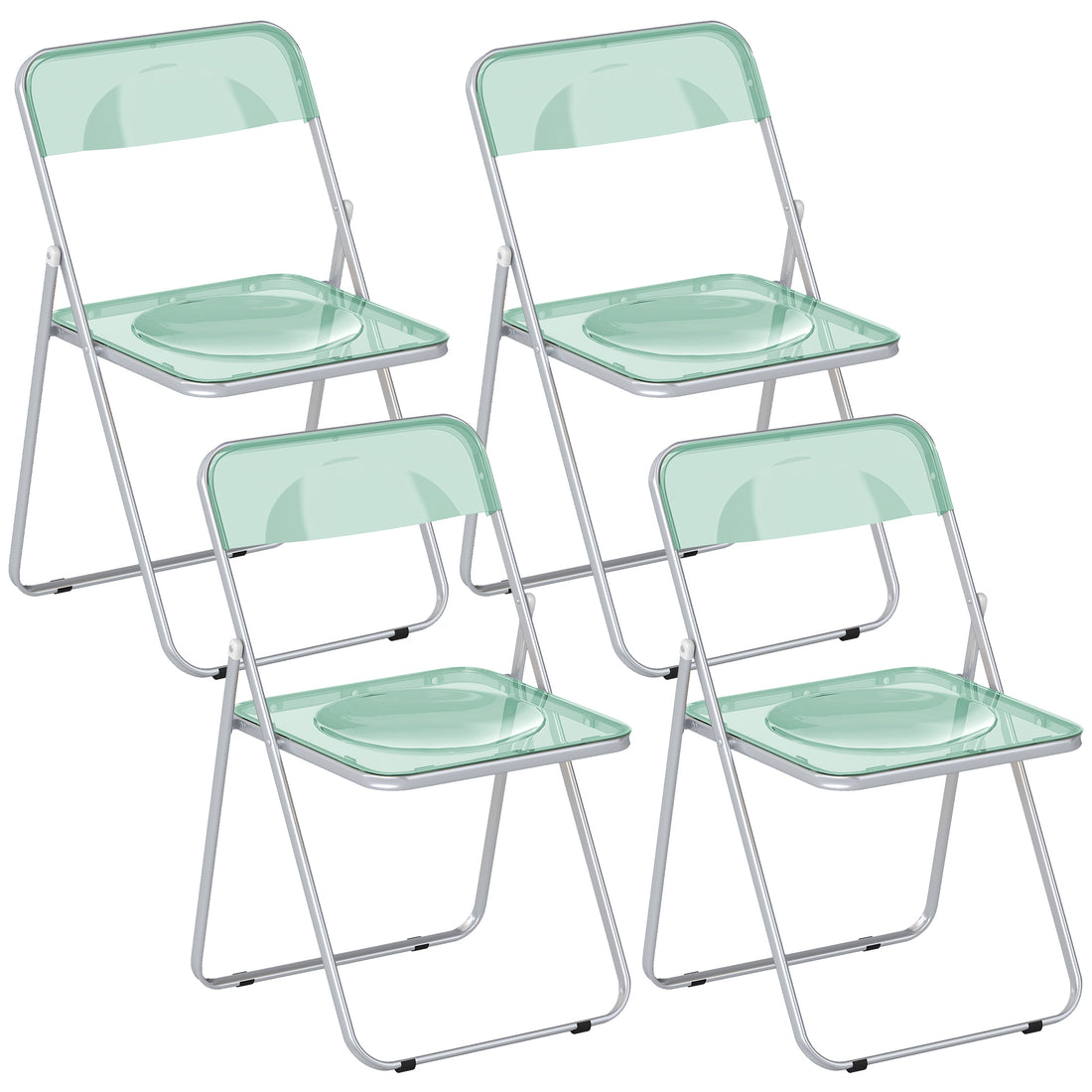 Set da 4 Sedie Pieghevoli in Acrilico Trasparenti, Verde