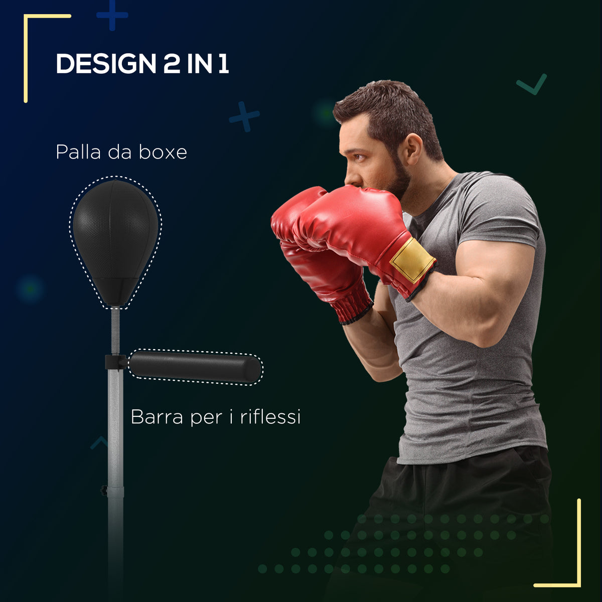 Punching Ball con Barra Girevole per Adulti e Altezza Regolabile 1.6-2m, Nero