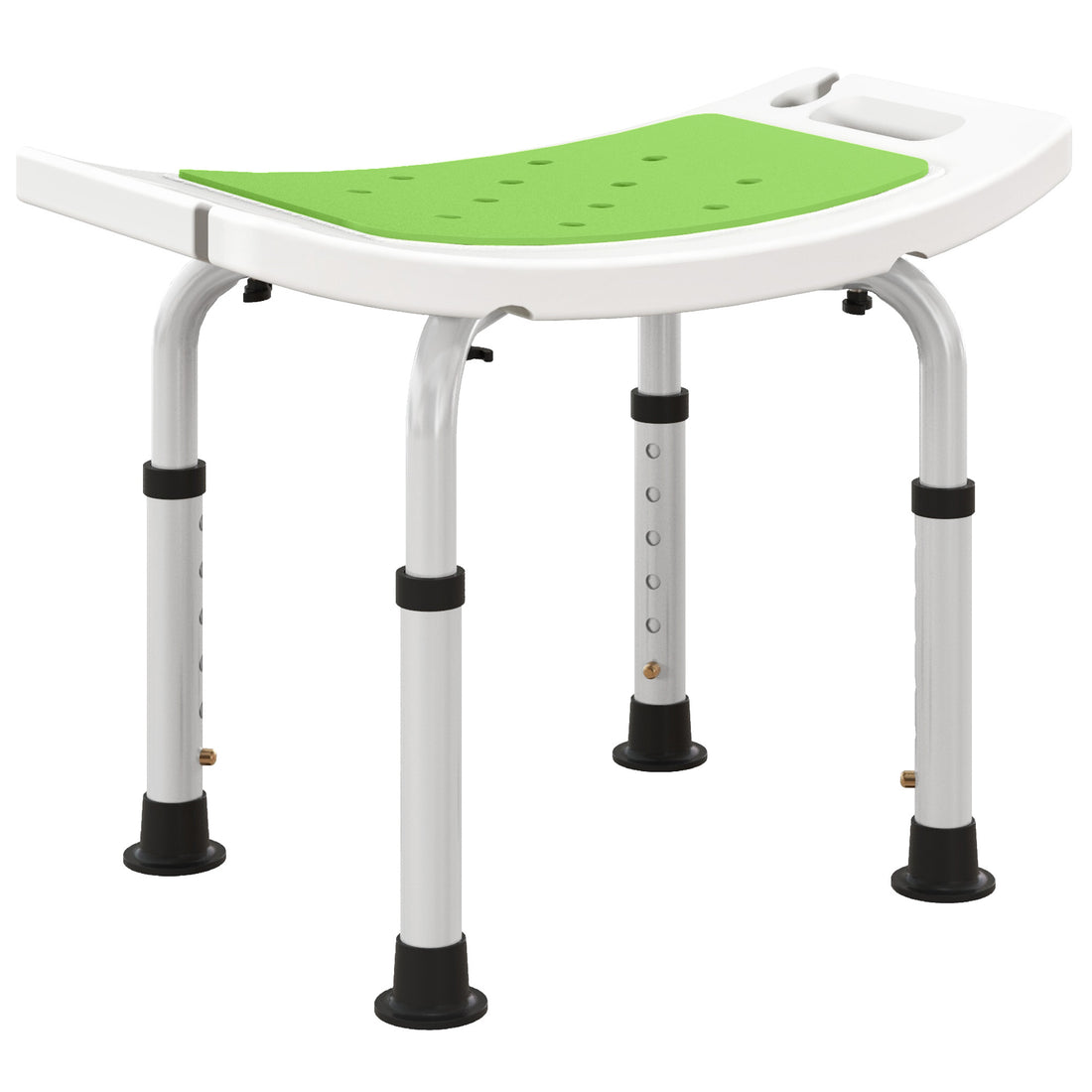 Sgabello da Doccia in Lega di Alluminio e Plastica Antiscivolo, Altezza Regolabile 6 Livelli 39-52cm, Verde