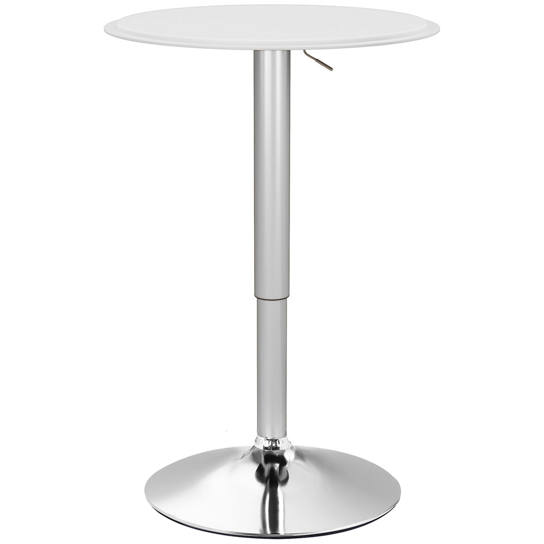 Tavolo Bar Rotondo 63 cm, Regolabile in Altezza 67-93cm con Struttura in Metallo, Piano Girevole 360, per Cucina Sala da Pranzo, Bianco