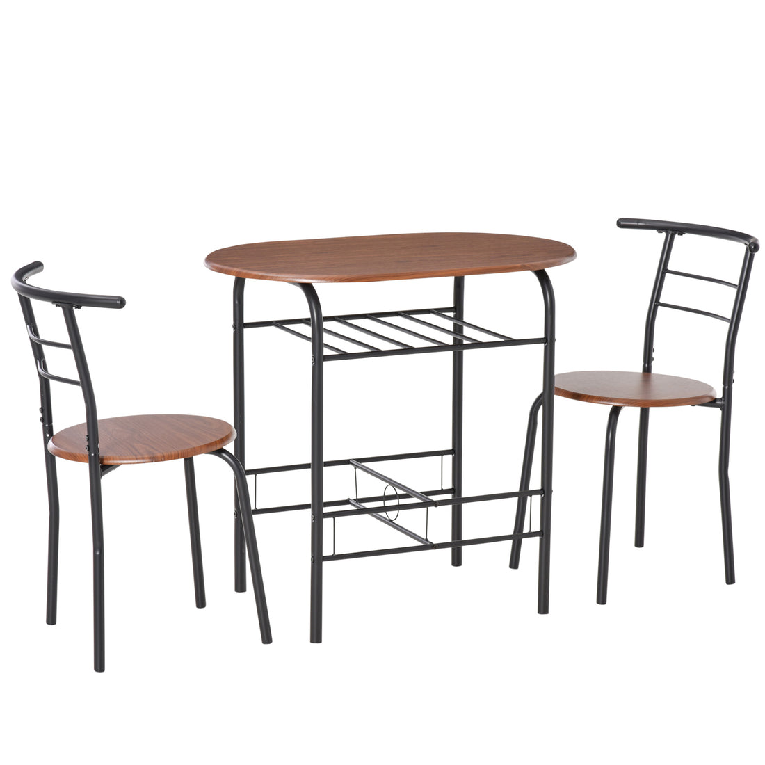 Set Tavolo e Sedie Sala da Pranzo 3 Pezzi, Tavolo da Pranzo e 2 Sedie in Legno e Metallo, Salvaspazio, Design Industriale, per Soggiorno Salotto Cucina, Color Legno