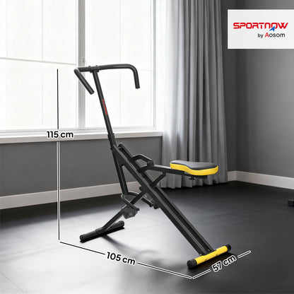 Macchina Total Crunch Pieghevole con Seduta Regolabile, in Metallo e Plastica, 57x105x115 cm, Giallo