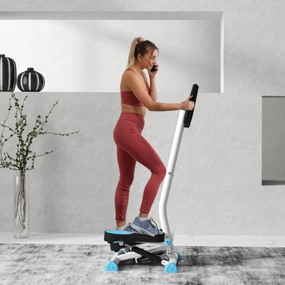 Stepper con Manubrio, Pedali Antiscivolo e Monitor LCD, in Acciaio e ABS, 55x44x108 cm, Bianco Nero e Bianco