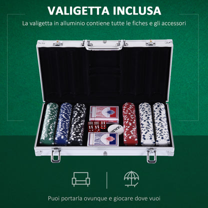 Valigetta Poker Professionale in Alluminio, Set Poker con 300 Fiches e 2 Mazzi per Texas hold&