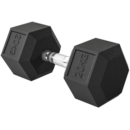 Manubrio Esagonale da 20kg in Acciaio e Gomma per Workout in Palestra, Casa e Ufficio, Nero
