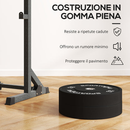 Set 2 Dischi Pesi da 20kg in Gomma con Foro da 2"/5 cm per Manubri e Bilancieri, Nero