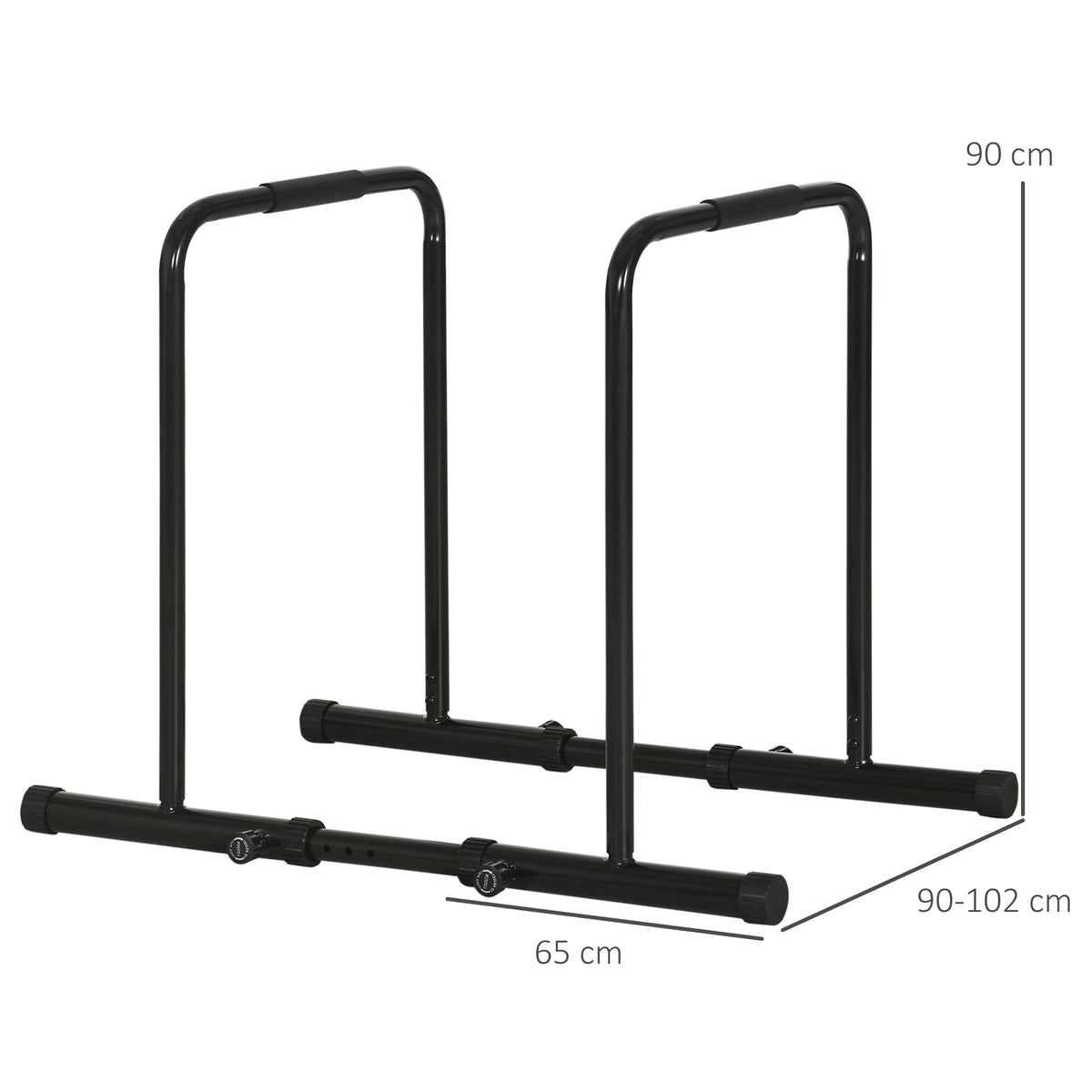 Barra per Dip in Acciaio ad Altezza Regolabile con 6 Lunghezze Regolabili, 90-102x65x80-90 cm, Nera
