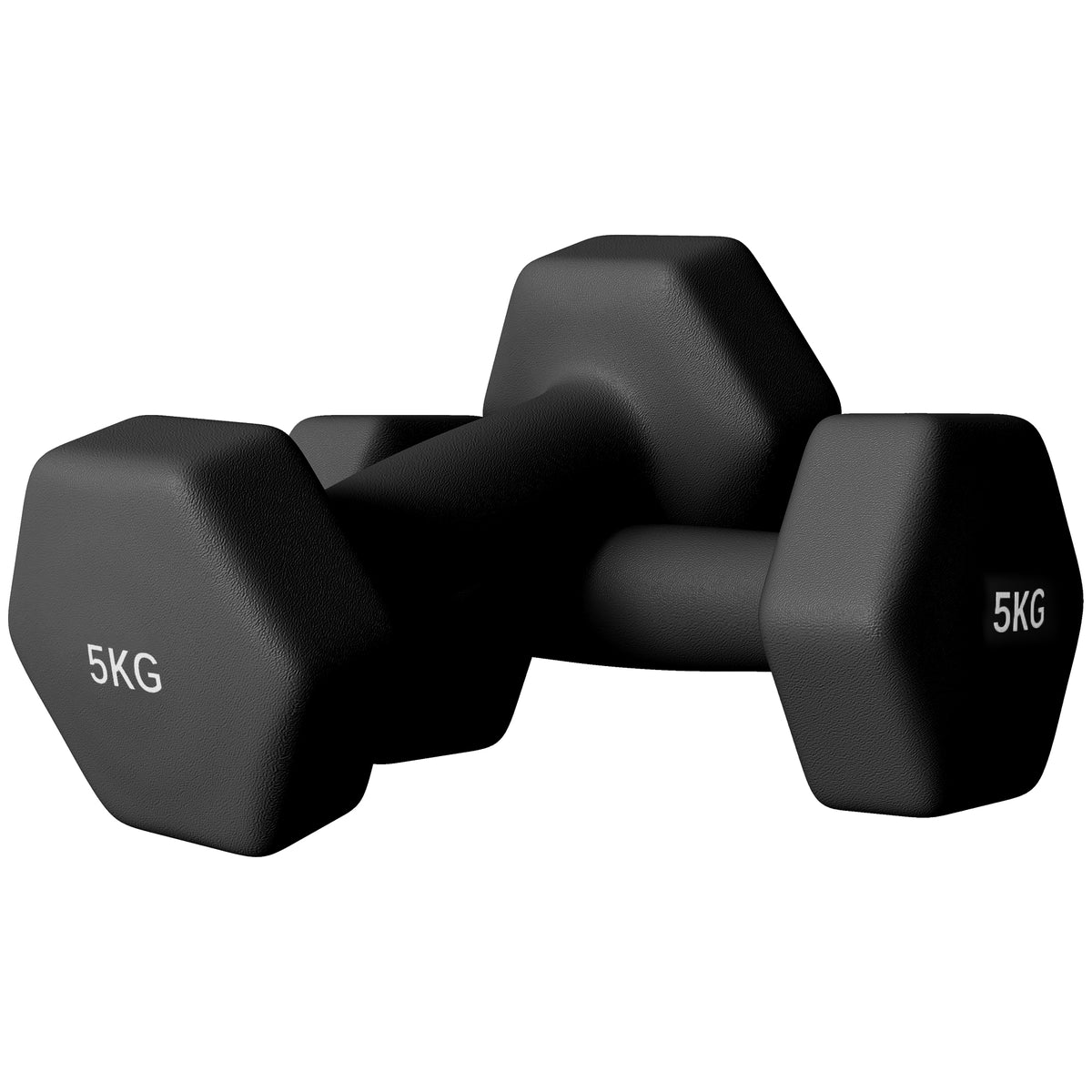 Set 2 Manubri Esagonali da 2x5 kg in Metallo e Plastica con Impugnatura Antiscivolo, 20x9x9 cm, Nero