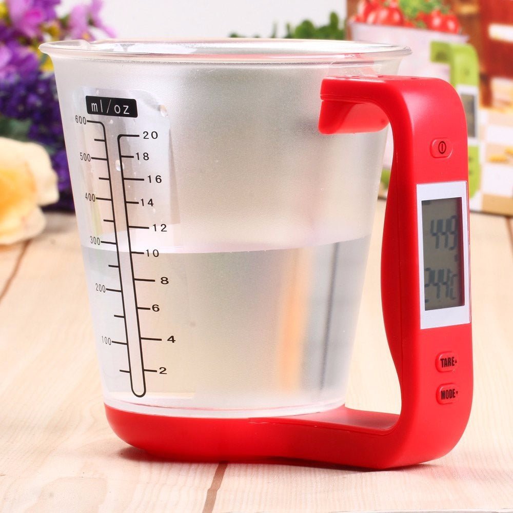 Kitchen electronics with 1kg measuring cup, liquid food scale, milk and coffee scale